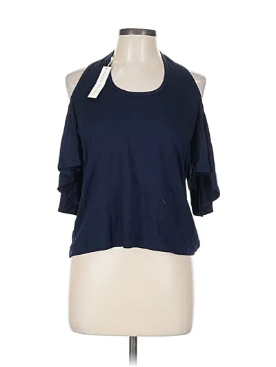 Pre-owned Trina Turk 3/4 Sleeve Top Blue Cold Shoulder Neckline Tops