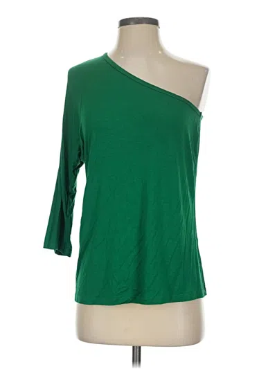 Pre-owned Trina Turk 3/4 Sleeve Top Green One Shoulder Neckline Tops