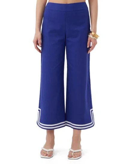Trina Turk Abbey Linen Ankle Pant In Cobalt Cove