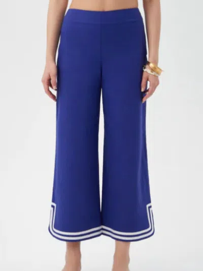 Trina Turk Abbey Wide Leg Crop Pants In Cobalt In Blue