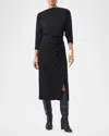 Trina Turk Abiba Gathered Faux-wrap Midi Skirt In Black