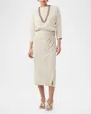 Trina Turk Abiba Gathered Faux-wrap Midi Skirt In Multi