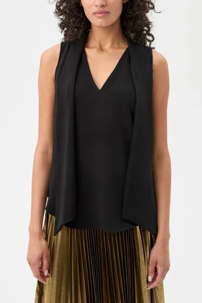 Trina Turk Alora 2 Sleeveless Tie Neck Top In Black