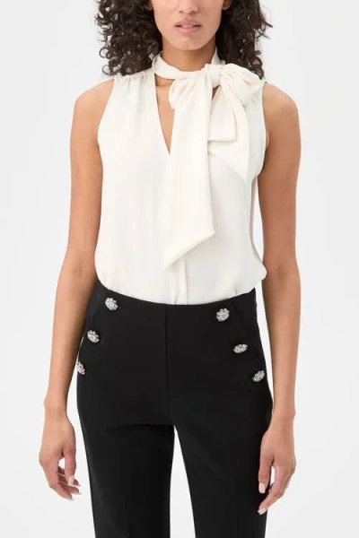 Trina Turk Alora 2 Sleeveless Tie Neck Top In White