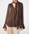 Trina Turk Alora Lavalliere Blouse In Walnut In Multi