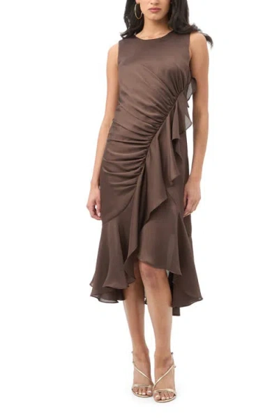 Trina Turk Amara 2 Bias Ruffle Dress In Brown