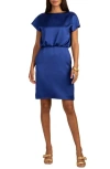 Trina Turk Amuse Satin Short Dress With V-back In Majorelle Blue