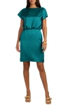 Trina Turk Amuse Satin Dress In Pool Teal