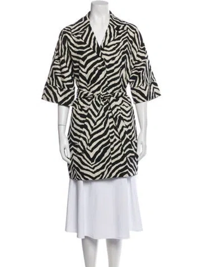 Pre-owned Trina Turk Animal Print Coat In Black