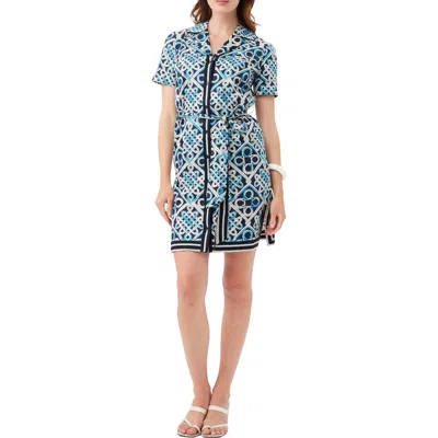 Trina Turk Annabel Short Sleeve Organic Cotton Shirtdress In Multi