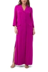 Trina Turk Annecy Long Sleeve Solid Maxi Dress In Purple