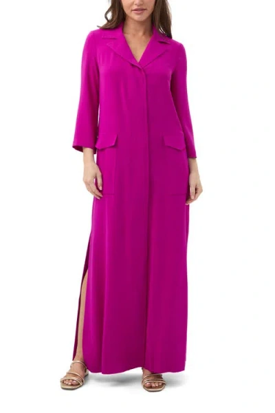 Trina Turk Annecy Long Sleeve Solid Maxi Dress In Purple