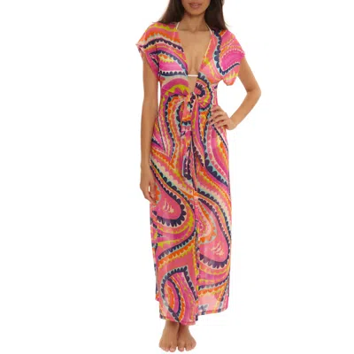 Trina Turk Aphrodite Sheer Mesh Cover-up Dress In Multi