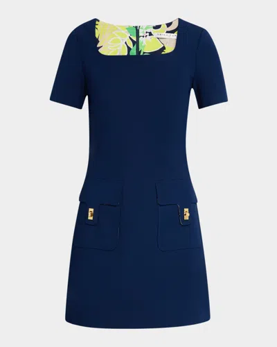 Trina Turk Approach Short-sleeve Mini Dress In Ink