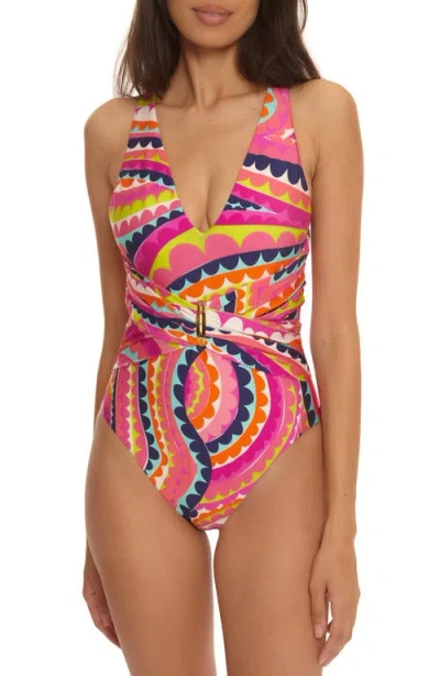 Trina Turk Aprhodite Plunge One-piece Swimsuit In Multi