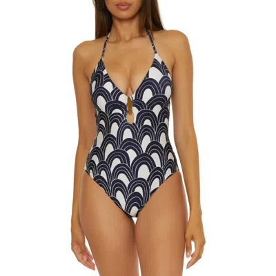Trina Turk Arches Buckle One-piece Swimsuit In Ink