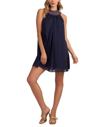 Trina Turk Arias Sleeveless Ruched Mesh-inset Mini Dress In Ink