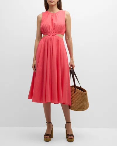 Trina Turk Artimo Cutout Cotton Midi Dress In Pink