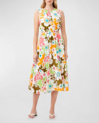 Trina Turk Artimo Cutout Floral-print Midi Dress In Multi