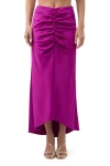 Trina Turk Aspen Satin Ruched Midi Skirt In Purple