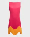 Trina Turk Attina Sleeveless Scalloped Crepe Mini Dress In Pink