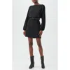 Trina Turk Avory Long Sleeve Belted Sheath Minidress In Black