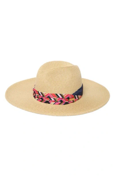 Trina Turk Azura Straw Fedora Hat In Brown