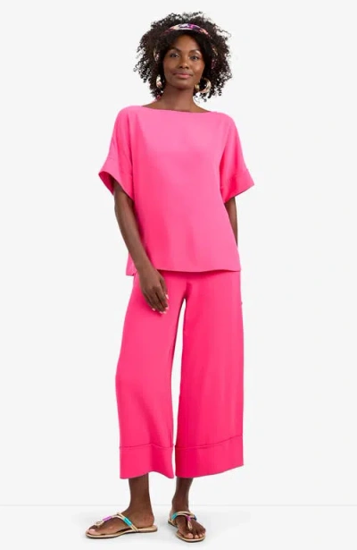 Trina Turk Bahooka Cropped Wide-leg Georgette Pant In Pattern