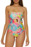 Trina Turk Womens Venus Banded Tankini Top Hipster Bikini Bottoms In Pink Multi