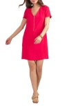 Trina Turk Banning 2 Front Zip Shift Dress In Te Amo Pink
