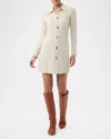 Trina Turk Barika Crinkled Button-down Mini Shirtdress In Sahara Stone