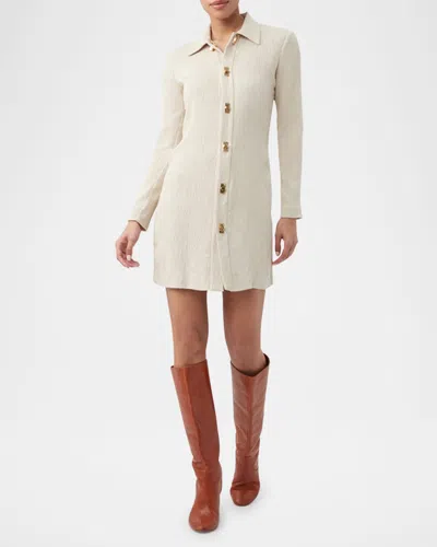 Trina Turk Barika Crinkled Button-down Mini Shirtdress In Multi