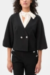 Trina Turk Basal Cropped Jacket With Embellished Buttons In Black