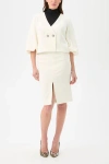 Trina Turk Basal Cropped Jacket With Embellished Buttons In White