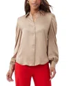 Trina Turk Bashira Pleated Puff Sleeve Silk Blend Button-up Shirt