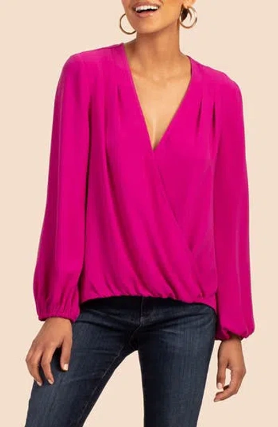 Trina Turk Bask Faux Wrap Top In Viola