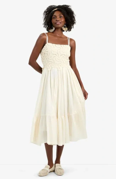 Trina Turk Bayo Sleeveless Cotton Dress In Neutral
