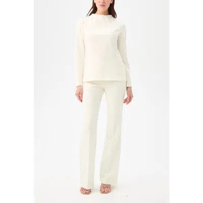 Trina Turk Baz High Neck Suiting Top In White