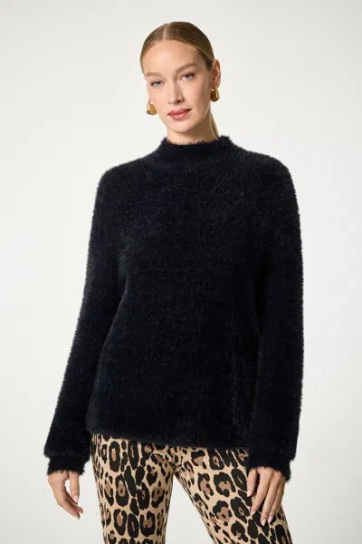 Trina Turk Bazaar Mock Neck Sweater In Black