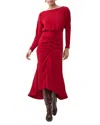 Trina Turk Behati Ruched High-low Midi Dress In Red
