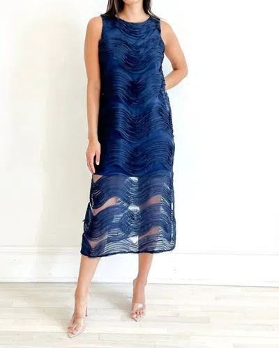Trina Turk Belisama Organza Sleeveless Dress In Navy In Blue