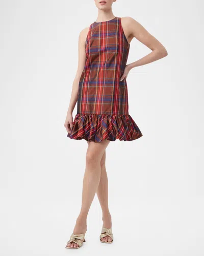 Trina Turk Berry Plaid-print Flounce Mini Dress In Multi