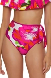 Trina Turk Bloom High Waist Bikini Bottoms In Pink Multi