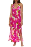 Trina Turk Bloom Semisheer Mesh Cover-up Maxi Dress In Pink Multi