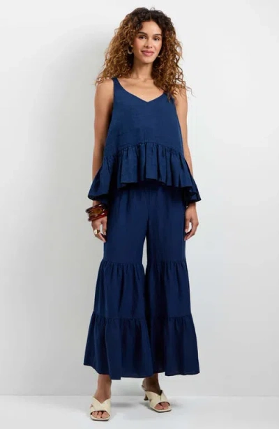 Trina Turk Bosco Tiered Ruffle Top In Blue