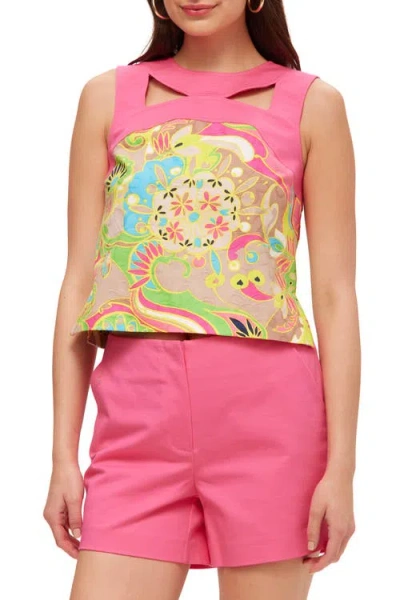 Trina Turk Boxy Cutout Bev Top In Multi
