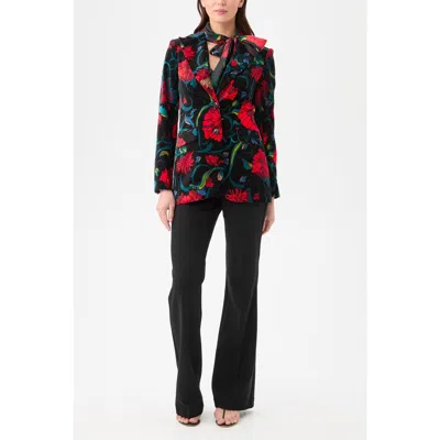 Trina Turk Broadway Printed Velvet Blazer In Black