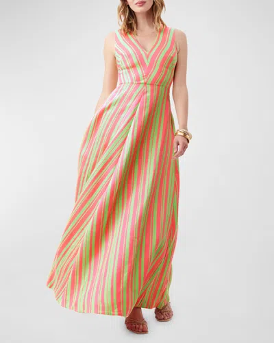 Trina Turk Bryony Striped Jacquard Maxi Dress In Palma/superflora