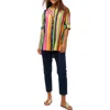Trina Turk Button Up Swing Top In Striped Multi
