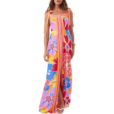 Trina Turk Cami Button Front Maxi Dress In Multi